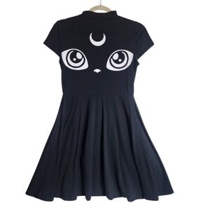 Killstar Meowgical Skater Dress M Black Goth Cat Witchy Punk Halloween Metal